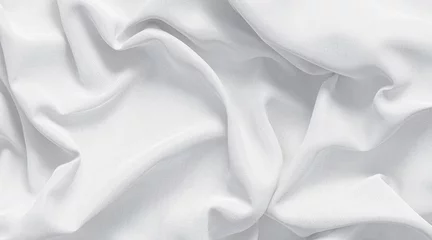 Deurstickers Blank white crumpled fabric material mock up, top view © Alexandr Bognat