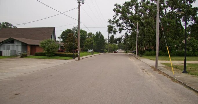 Driving around Bay Saint Louis Mississippi any town USA.  Overcast Skies.