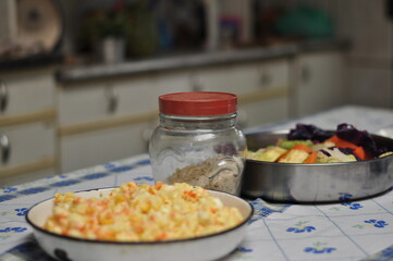cooking in the kitchen