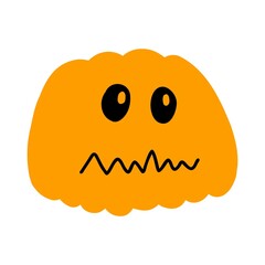 Vector illustration of Halloween pumpkin in hand drawn cartoon style on white background.