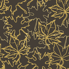 Fall maple leaf outlines pattern over dark background