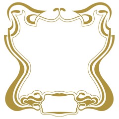 Cadre Art nouveau couleur or sur Fond blanc