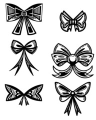 A set of bows. Bows of different shapes. Six bows.
