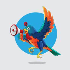 Colourful Bird with megaphone illustration