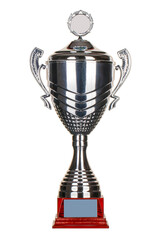 Beautiful silver cup on isolated background for the second place