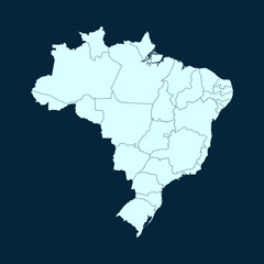 High Detailed Modern Blue Map of  Brazil on Dark isolated background, Vector Illustration EPS 10	