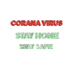 Letter stay home coronavirus colorful 3D abstract background white