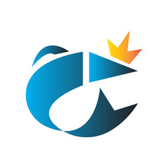  illustration fish logo with king crown