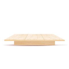 realistic wooden table with front view isolated on white background