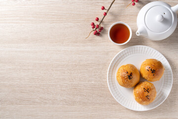 Moon cake yolk pastry for Mid-Autumn Festival holiday.