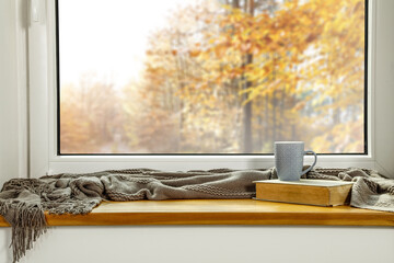 Window background of free space and autumn time 
