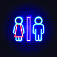 Water Closet Neon Sign. Vector Illustration of Man Woman Toilet Promotion.