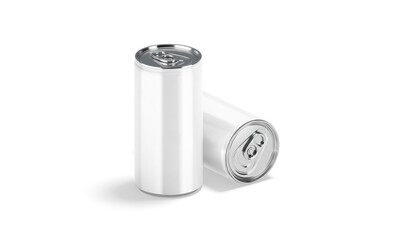Blank white aluminum 280 ml soda can mockup, stand and lying