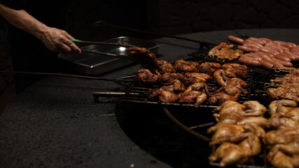 Grilling meat at a volcano