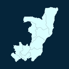 High Detailed Modern Blue Map of Congo on Dark isolated background, Vector Illustration EPS 10