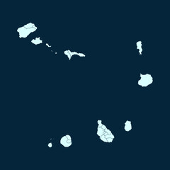 High Detailed Modern Blue Map of Cape Verde on Dark isolated background, Vector Illustration EPS 10