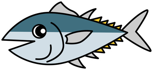 さかなくんのキャラクター（マグロ・ぶり・ハマチ・カツオ）イラスト ベクター
Character of the fish (Pacific bluefin tuna, yellowtail, yellowtail, bonito) illustration vector