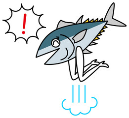 さかなさんのキャラクター（マグロ・ぶり・ハマチ・カツオ）イラスト ベクター