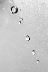 drops of water on transparent glass. wet on glass,