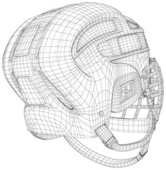 Ice hockey helmet. Outline mask. Wire-frame EPS10 format. Vector created of 3d.