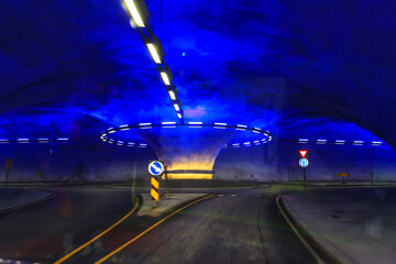 The Vallavik road tunnel with roundabout, Norway