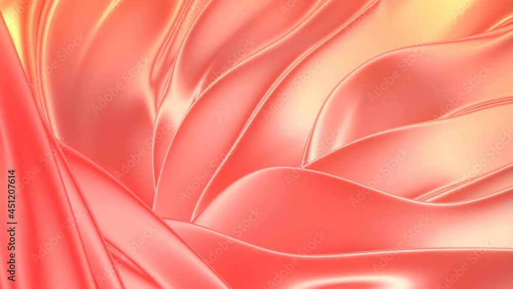 Poster metallic curved waves modern design template. 3d render seamless loop animation