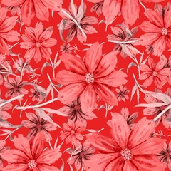 Tuinposter Watercolor seamless pattern with flowers. Vintage floral pattern. Flower seamless pattern. Botanical art. Floral botanical collection. Wedding floral set. Watercolor botanical design.  © Natallia Novik