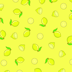 Lemon pattern background. seamless lemon yellow illustration background cute fruit