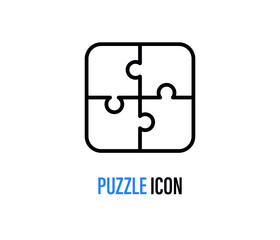 Puzzle icon vector. Simple solutions concept, compatibility line icon, assemble puzzle pieces, solving problem.