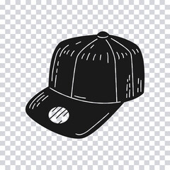 Hand drawn Snapback isolated on transparent background. Vector illustration.
