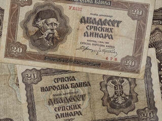 Closeup shot of old Yugoslavian dinar banknotes - obrazy, fototapety, plakaty