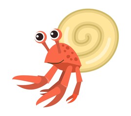 Cancer. Wild animals. Underwater world. Aquarium or tropical marine. Isolated on white background. Illustration in cartoon style. Flat design. Vector art