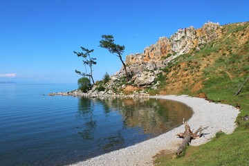 Obraz premium Beach on Olkhon Island, Lake Baikal, Siberia, Russia.