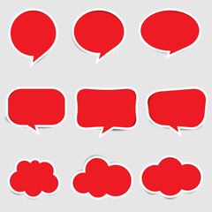 Set of red paper speech
