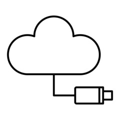 Vector Cloud Cable Outline Icon Design