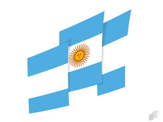 Argentina flag in an abstract ripped design. Modern design of the Argentina flag.
