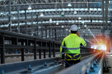 Worker  inspection job. Worker work in site construction installation.