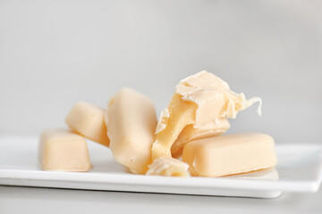 tasty sweet candy iris close up on table