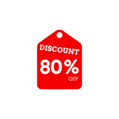 80 Percent Off, Discount Sign, Special offer price signs