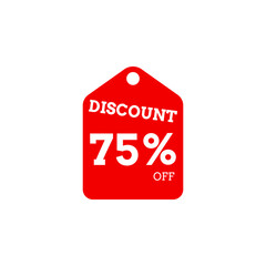 75 Percent Off, Discount Sign, Special offer price signs