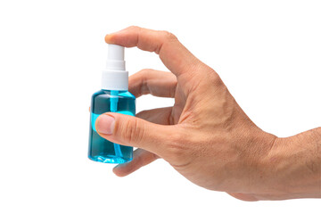 Alcohol spray bottle for hand disinfectant.