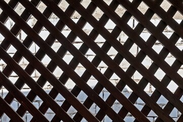 Wooden lattice diagonally from left to right and from right to left
