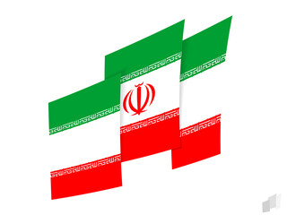 Iran flag in an abstract ripped design. Modern design of the Iran flag.