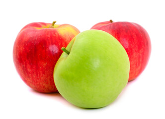  Fresh green and red apples.