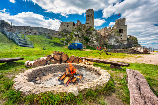 Ruins of beautiful Ogrodzieniec Castle in Poland at summer.