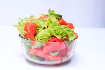 watermelon salad on a white background