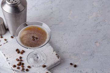 Espresso Martini cocktails with coffee beans