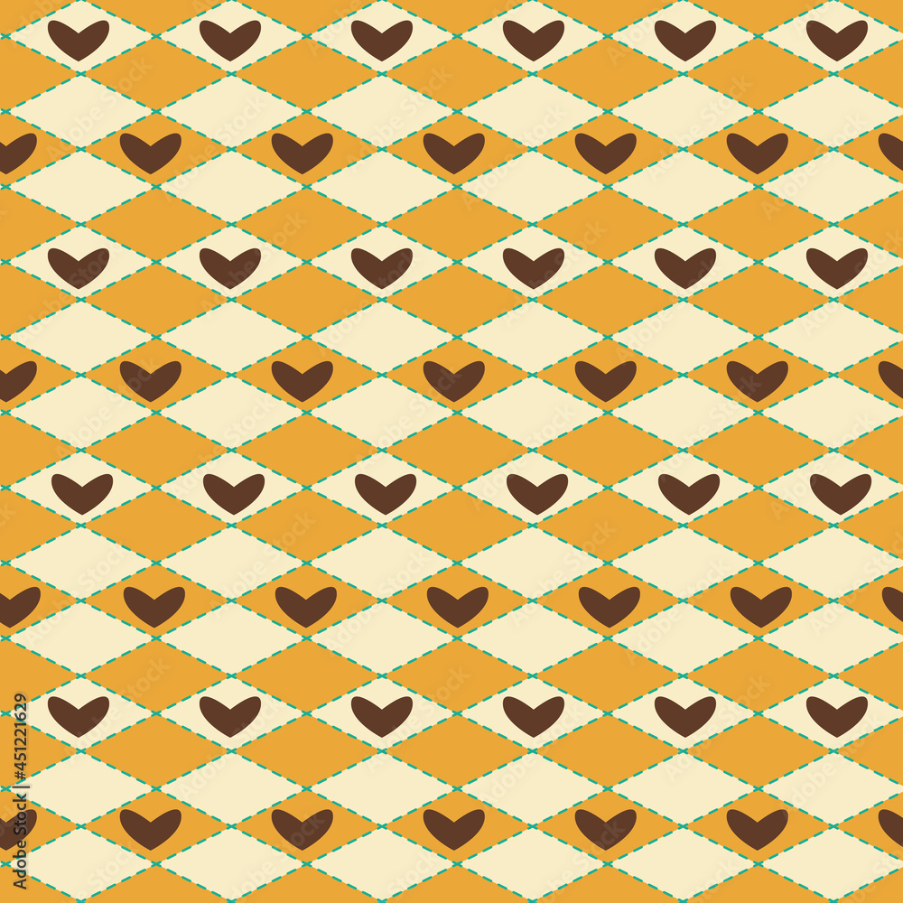 Poster retro colored wieber with hearts repeat pattern print background