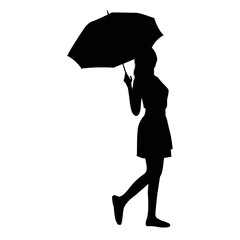 Silhouette Of Woman Using Umbrella