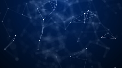 Fototapeta premium Technology network concept. Network connection structure. Abstract background with dots and lines. Big data visualization. 3D rendering.